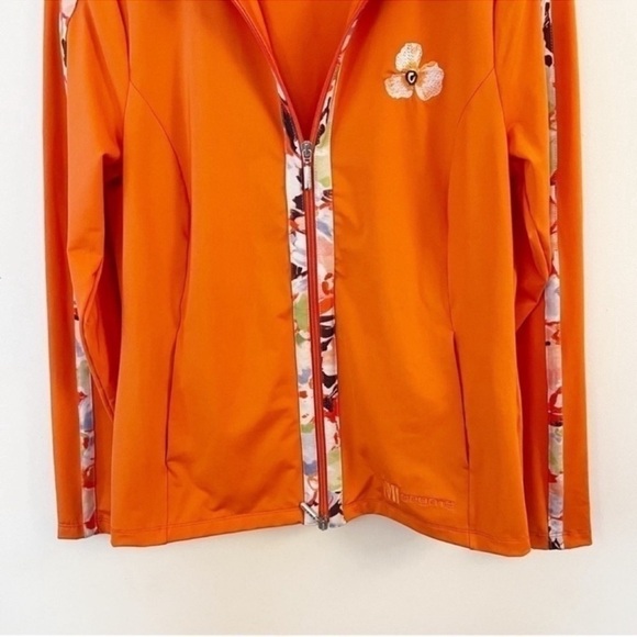 Madeleine Floral Two Way Zip Up Track Jacket Size 10 Orange Multi Color - Picture 3 of 11